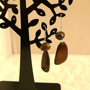 Wood dangle earrings